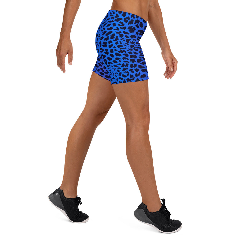 Blue Leopard Print Shorts